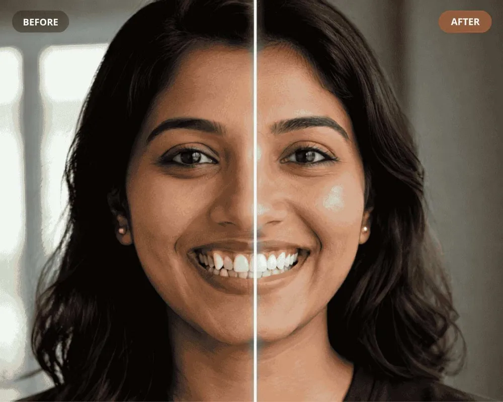 AI dental checkup before and after